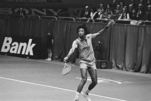 Arthur Ashe in action at Rotterdam